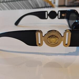 Versace Sunglasses with Black Frame and Gold Medusa Detail